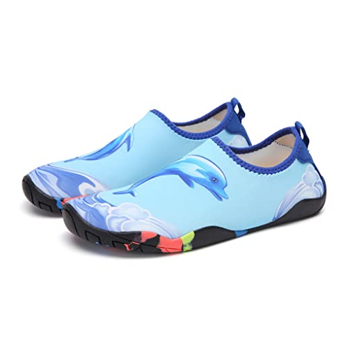 DEBAIJIA Kinder Badeschuhe Mädchen Wasserschuhe Junge Strandschuhe Schnell Trocken Aqua Schuhe Leicht Barfußschuhe 27 EU Hellblau von DEBAIJIA