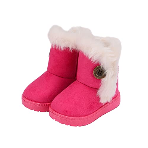 DEBAIJIA Kinder Schneestiefel Mädchen Winter-Bootie Warm Gefütterte Stiefel Jungen Schlupfstiefel Winterstiefel Kurze Stiefel 28 EU DunkelRosa (Etikettengröße 28) von DEBAIJIA