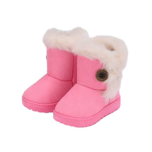 DEBAIJIA Kinder Schneestiefel Mädchen Winter-Bootie Warm Gefütterte Stiefel Jungen Schlupfstiefel Winterstiefel Kurze Stiefel 30 EU Rosa (Etikettengröße 30) von DEBAIJIA