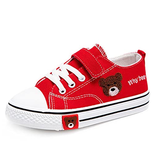 DEBAIJIA Kinder Segeltuchschuhe Jungen Sneaker Turnschuhe Mädchen Outdoor Schuhe Laufschuhe Hallenschuhe Leicht Atmungsaktiv Unisex 30 EU Rot von DEBAIJIA