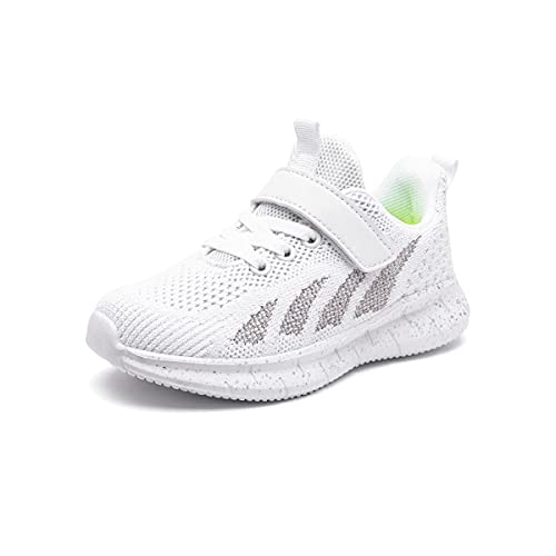 DEBAIJIA Kinder Sneaker Turnschuhe Mädchen Sportschuhe Jungen Outdoor Laufschuhe Schuhe Hallenschuhe Leicht Atmungsaktiv Unisex EU 35 Weiß von DEBAIJIA