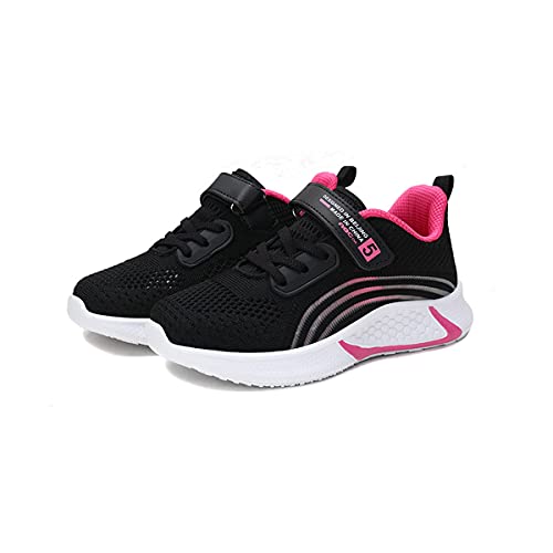 DEBAIJIA Kinder Sneaker Turnschuhe Mädchen Sportschuhe Jungen Outdoor Laufschuhe Schuhe Leicht Atmungsaktiv Hallenschuhe Unisex EU 33 Schwarz Rosa von DEBAIJIA