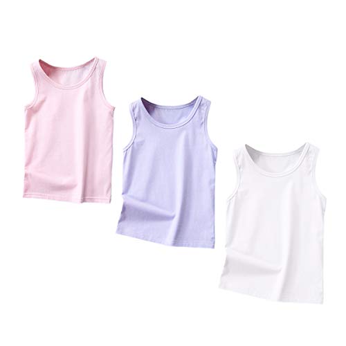 DEBAIJIA Kinder Unterhemden Baumwolle 3 Pcs Mädchen Leibchen Tank Top Karikatur Weiche Atmungsaktive Niedlichen Sommer(110) von DEBAIJIA