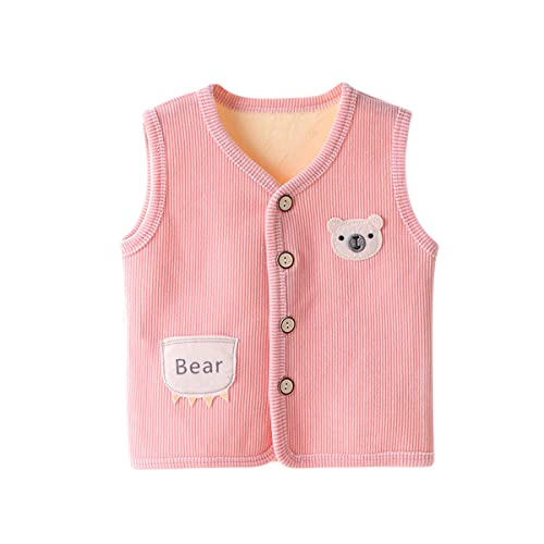 DEBAIJIA Kinder Warme Weste Dicke Stric kweste WinterJungen Stric kfleece Mädchen Kari katur Baby Ärmellose Oberbe kleidung Herbst (Rosa-80) von DEBAIJIA