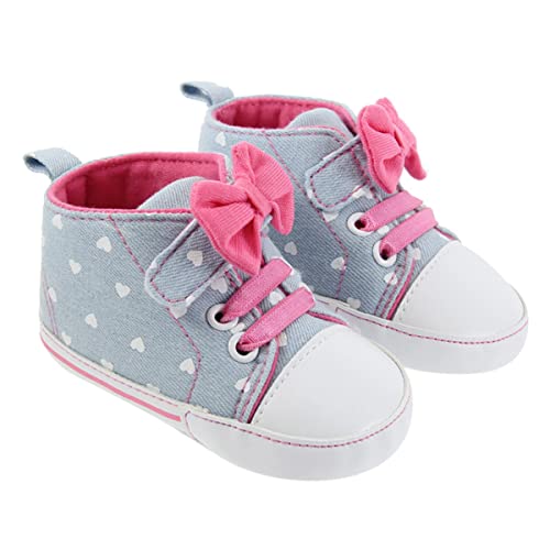 DEBAIJIA Kleinkind Schuhe 6-18 Monate Baby Mädchen Baumwolle Babyschuhe Sneakers Gummiband und Klettverschluss mit weichen und rutschfesten Sohle Hellblau 18 EU von DEBAIJIA