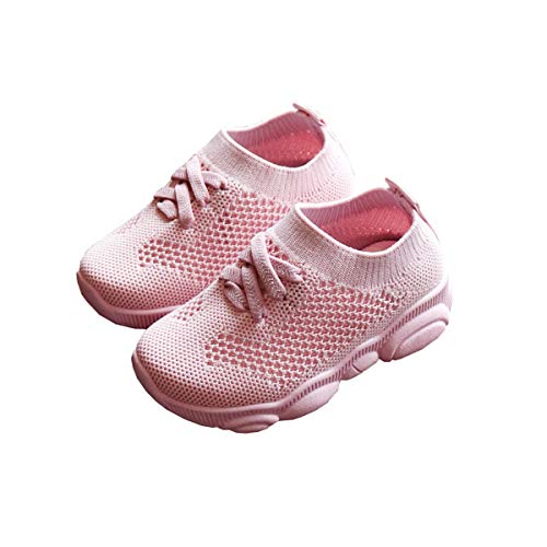 DEBAIJIA Kleinkindschuhe 0-3T First-Walking Kinderschuhe Einfarbige Turnschuhe Rutschfestes Netz Atmungsaktives Leichtgewicht Eva-Material 18/19 EU (Etikettengröße-17), A Mesh Pink, XBX13-YD-TJ-PK-17M von DEBAIJIA