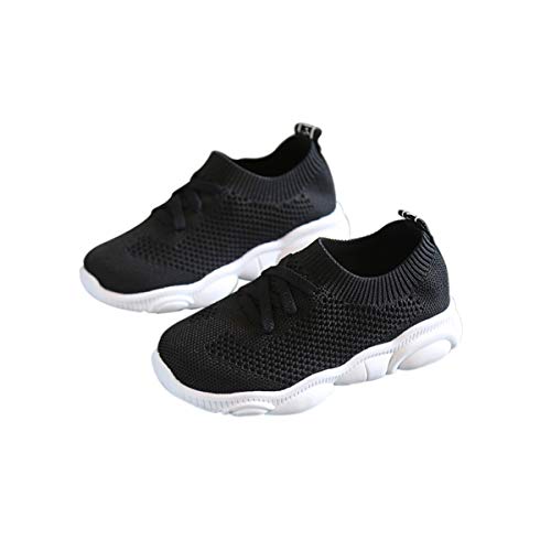 DEBAIJIA Kleinkindschuhe 0-3T First-Walking Kinderschuhe Einfarbige Turnschuhe Rutschfestes Netz Atmungsaktives Leichtgewicht Eva-Material 23/24 EU (Etikettengröße-24) A Mesh Schwarz von DEBAIJIA