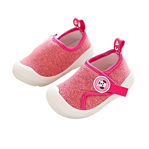 DEBAIJIA Kleinkindschuhe 1-4T Baby First-Walking Kinderschuhe Mesh Atmungsaktive Turnschuhe Kleinkind rutschfest TPR Material Sneaker 27/28 EU Pink (Etikettengröße-23) von DEBAIJIA