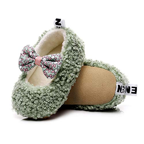 DEBAIJIA Kleinkindschuhe 1-5T Baby First-Walking Kid PVC Material Weiche Sohle rutschfeste Baumwolle Netter Bowknot 22 EU Grün(Etikettengröße 13.5) von DEBAIJIA