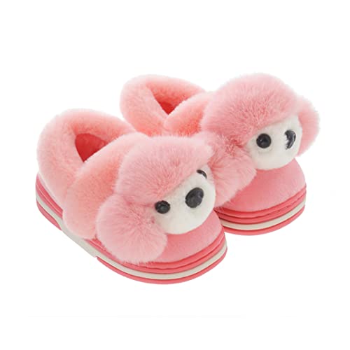 DEBAIJIA Kleinkindschuhe 1-5T Baby First-Walking Kid Weiche Sohle Baumwolle rutschfeste Hausschuhe Cartoons Pudel 23 EU Pink(Etikettengröße 25) von DEBAIJIA