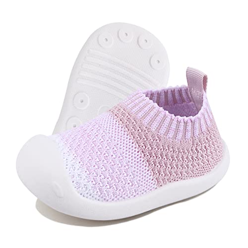 DEBAIJIA Kleinkindschuhe 1-5T Baby First-Walking Kinderschuhe TPR Material Sneakers Weiche Sohle rutschfeste Atmungsaktive Leichte EU 18 Rosa(Etikettengröße 13) von DEBAIJIA