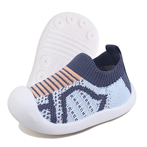 DEBAIJIA Kleinkindschuhe 1-5T Baby First-Walking Kinderschuhe rutschfeste Atmungsaktive Leichte TPR Material Sneakers Weiche Sohle EU 18 Blau(Etikettengröße 13) von DEBAIJIA