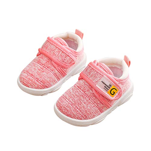DEBAIJIA Kleinkindschuhe 3-18M Baby First-Walking Kinderschuhe Jungen rutschfeste Netz Atmungsaktives Leichtes TPR Turnschuhe 20/22 EU Pink (Etikettengröße-20), XBX03-YD-MST-PK-20M von DEBAIJIA