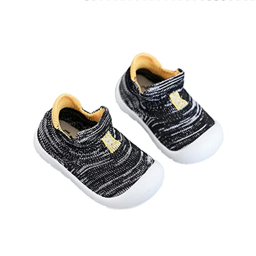 DEBAIJIA Kleinkindschuhe 3-30M Baby First-Walking Kinderschuhe Weiche Sohle rutschfeste Jungen Mesh Turnschuhe TPR Material 20/22 EU Schwarz (Etikettengröße-19) von DEBAIJIA