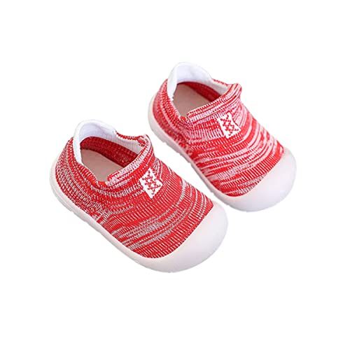 DEBAIJIA Kleinkindschuhe 3-30M Baby First-Walking Kinderschuhe Weiche Sohle rutschfeste Jungen Mesh Turnschuhe TPR Material 23/24 EU Rot (Etikettengröße-20) von DEBAIJIA