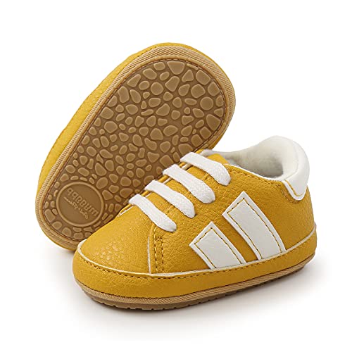 DEBAIJIA Lauflernschuhe Baby 0-18M Kinder Kleinkindschuhe Jungen Kinderschuhe Leichtes Mädchen Turnschuhe Atmungsaktives rutschfeste 18 EU Gelb (Etikettengröße 6-12) von DEBAIJIA