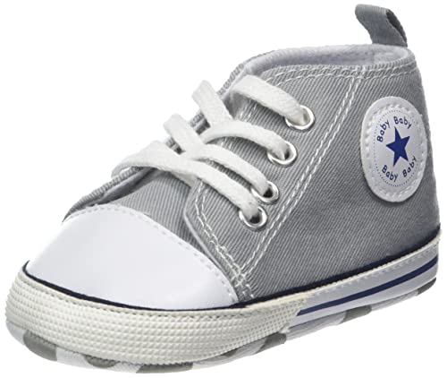 DEBAIJIA Lauflernschuhe Baby Segeltuchschuhe 0-6M Kinder Turnschuhe Jungen Leichtes Leinen Schuhe Mädchen Weiche Sohle 17 EU Grau (Etikettengröße 1) von DEBAIJIA