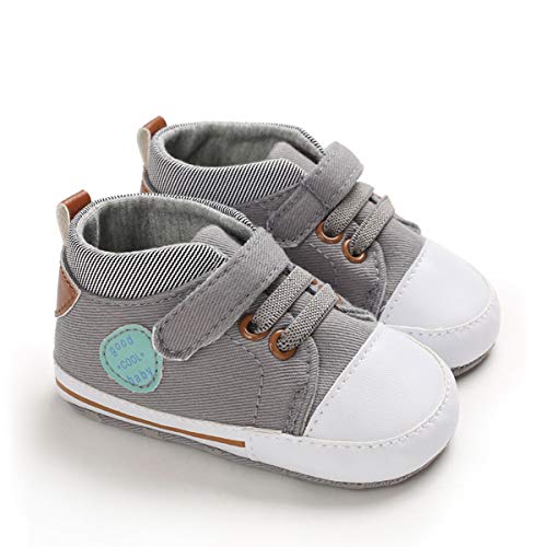 DEBAIJIA Lauflernschuhe Baby Segeltuchschuhe 0-6M Kinder Turnschuhe Jungen Leichtes Leinen Schuhe Mädchen Weiche Sohle 17 EU Grau (Etikettengröße 1) von DEBAIJIA