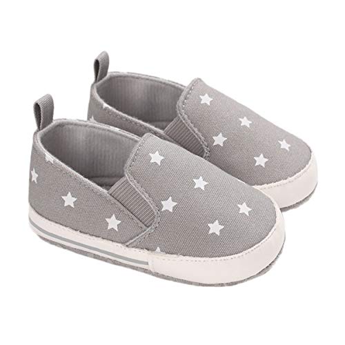 DEBAIJIA Lauflernschuhe Baby Segeltuchschuhe 0-6M Kinder Turnschuhe Jungen Leichtes Leinen Schuhe Mädchen Weiche Sohle 17 EU Grau (Etikettengröße 1) von DEBAIJIA