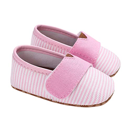 DEBAIJIA Lauflernschuhe Baby Segeltuchschuhe 0-6M Kinder Turnschuhe Jungen Leichtes Leinen Schuhe Mädchen Weiche Sohle 17 EU Pink (Etikettengröße 1) von DEBAIJIA