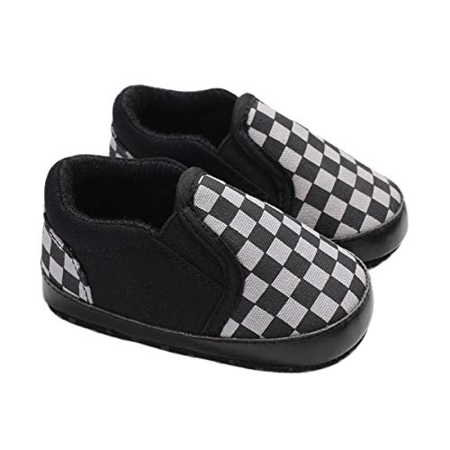 DEBAIJIA Lauflernschuhe Baby Segeltuchschuhe 0-6M Kinder Turnschuhe Jungen Leichtes Leinen Schuhe Mädchen Weiche Sohle 17 EU Schwarz (Etikettengröße 1) von DEBAIJIA