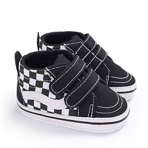 DEBAIJIA Lauflernschuhe Baby Segeltuchschuhe 0-6M Kinder Turnschuhe Jungen Leichtes Leinen Schuhe Mädchen Weiche Sohle 17 EU Schwarz (Etikettengröße 1) von DEBAIJIA