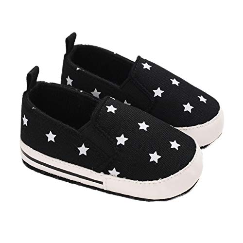 DEBAIJIA Lauflernschuhe Baby Segeltuchschuhe 0-6M Kinder Turnschuhe Jungen Leichtes Leinen Schuhe Mädchen Weiche Sohle 17 EU Schwarz (Etikettengröße 1) von DEBAIJIA