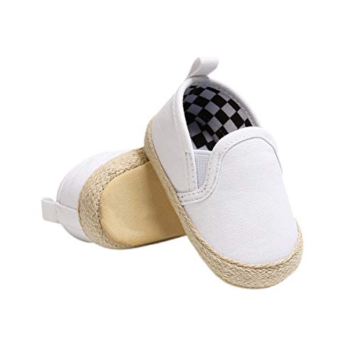 DEBAIJIA Lauflernschuhe Baby Segeltuchschuhe 0-6M Kinder Turnschuhe Jungen Leichtes Leinen Schuhe Mädchen Weiche Sohle 17 EU Weiß (0-6) von DEBAIJIA