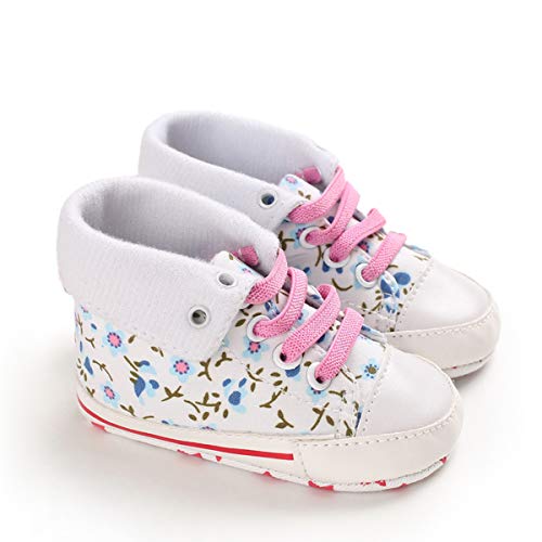 DEBAIJIA Lauflernschuhe Baby Segeltuchschuhe 0-6M Kinder Turnschuhe Jungen Leichtes Leinen Schuhe Mädchen Weiche Sohle 17 EU Weiß (Etikettengröße 1) von DEBAIJIA