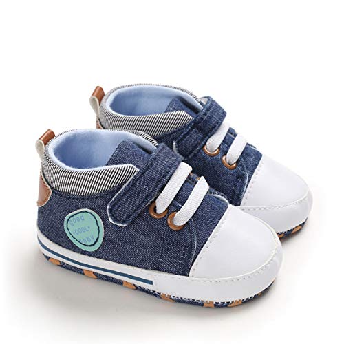 DEBAIJIA Lauflernschuhe Baby Segeltuchschuhe 12-18M Kinder Turnschuhe Jungen Leichtes Leinen Schuhe Mädchen Weiche Sohle 20 EU Blau (Etikettengröße 3) von DEBAIJIA