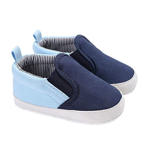 DEBAIJIA Lauflernschuhe Baby Segeltuchschuhe 12-18M Kinder Turnschuhe Jungen Leichtes Leinen Schuhe Mädchen Weiche Sohle 20 EU Blau (Etikettengröße 3) von DEBAIJIA