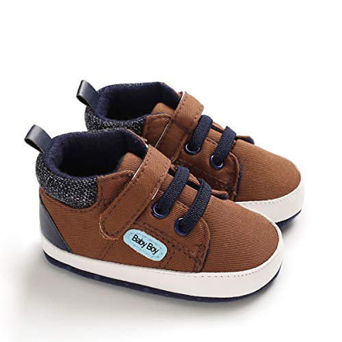 DEBAIJIA Lauflernschuhe Baby Segeltuchschuhe 12-18M Kinder Turnschuhe Jungen Leichtes Leinen Schuhe Mädchen Weiche Sohle 20 EU Braun (Etikettengröße 3) von DEBAIJIA