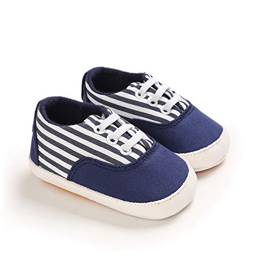 DEBAIJIA Lauflernschuhe Baby Segeltuchschuhe 6-12M Kinder Turnschuhe Jungen Leichtes Leinen Schuhe Mädchen Weiche Sohle 18 EU Blau (Etikettengröße 2) von DEBAIJIA