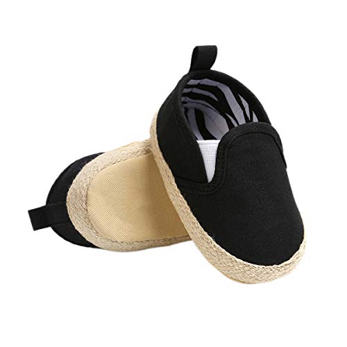 DEBAIJIA Lauflernschuhe Baby Segeltuchschuhe 6-12M Kinder Turnschuhe Jungen Leichtes Leinen Schuhe Mädchen Weiche Sohle 18 EU Schwarz (6-12) von DEBAIJIA