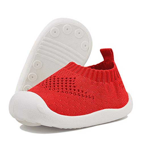 DEBAIJIA Lauflernschuhe Babyschuhe Kinder Schuhe Jungen Mädchen Weiche Sohle Segeltuch Turnschuhe, Bm02 Rot, 17 EU von DEBAIJIA