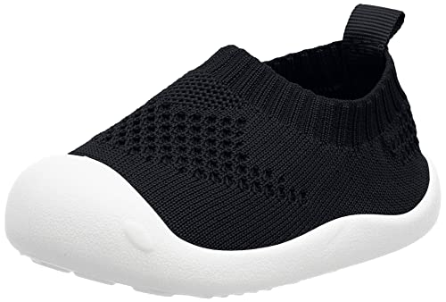 DEBAIJIA Lauflernschuhe Babyschuhe Kinder Schuhe Jungen Mädchen Weiche Sohle Segeltuch Turnschuhe, Bm02 Schwarz, 23 EU von DEBAIJIA