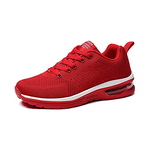 DEBAIJIA Laufschuhe Damen Sneaker Turnschuhe Herren Sportschuhe Atmungsaktiv rutschfeste Freizeitschuhe Straßenlaufschuhe Jogging Unisex EU 39 Rot Weiß von DEBAIJIA