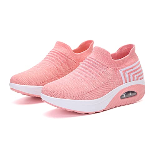 DEBAIJIA Laufschuhe Damen Turnschuhe Atmungsaktiv Sportschuhe Joggingschuhe rutschfeste Sneaker Freizeitschuhe Straßenlaufschuhe EU 37 Rosa von DEBAIJIA