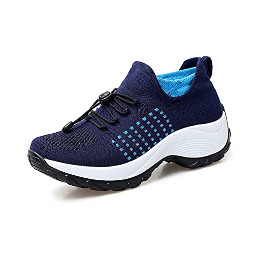 DEBAIJIA Laufschuhe Damen Turnschuhe Atmungsaktiv Sportschuhe rutschfeste Sneaker Freizeitschuhe Joggingschuhe Straßenlaufschuhe EU 37 Blau von DEBAIJIA