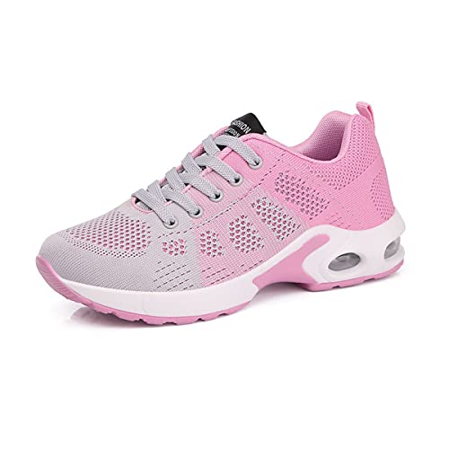 DEBAIJIA Laufschuhe Damen Turnschuhe Atmungsaktiv Sportschuhe rutschfeste Sneaker Freizeitschuhe Straßenlaufschuhe Joggingschuhe EU 38 Grau Rosa von DEBAIJIA