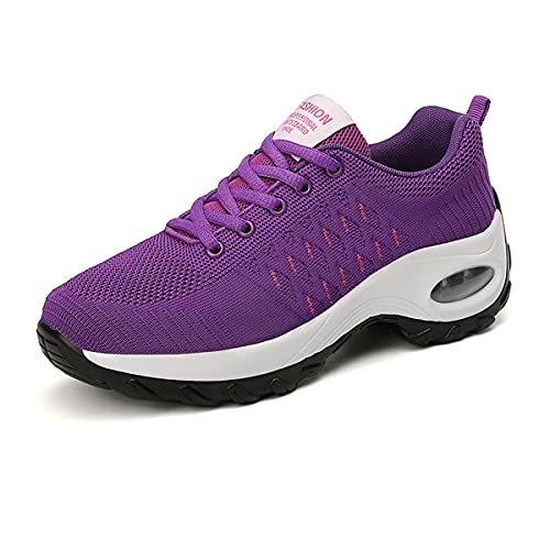 DEBAIJIA Laufschuhe Damen Turnschuhe Atmungsaktiv Sportschuhe rutschfeste Sneaker Freizeitschuhe Straßenlaufschuhe Joggingschuhe EU 38 Lila02 von DEBAIJIA