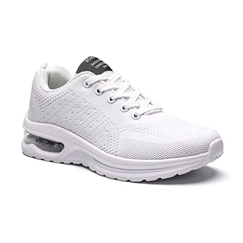 DEBAIJIA Laufschuhe Damen Sneaker Turnschuhe Herren Sportschuhe Atmungsaktiv rutschfeste Freizeitschuhe Straßenlaufschuhe Jogging Unisex EU 42 Weiß von DEBAIJIA