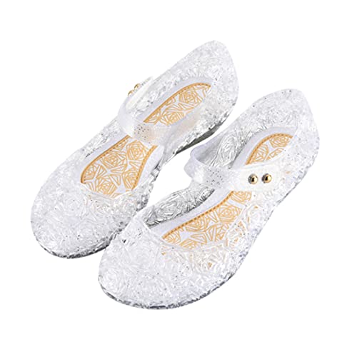 DEBAIJIA Mädchen Gelee Prinzessin Schuhe Glanz Kristall für Kinder Sandalen Niedlich Party Tanzen Schuhe EU 25 Kind Weiß von DEBAIJIA