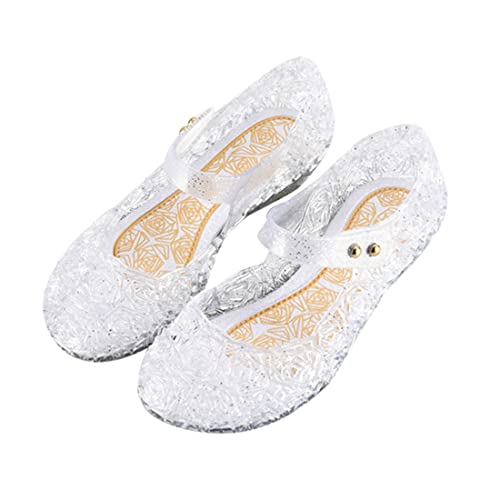 DEBAIJIA Mädchen Gelee Prinzessin Schuhe Glanz Kristall für Kinder Sandalen Niedlich Party Tanzen Schuhe EU 27 Kind Weiß von DEBAIJIA