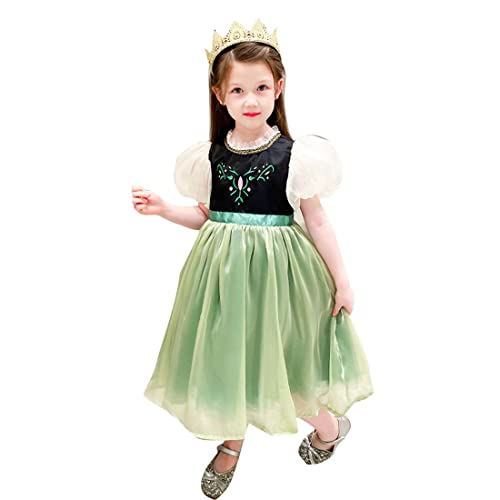 DEBAIJIA Mädchen Kleid Prinzessin Kurze Ärmel Niedlich Tüll Elegante Geburtstagsparty Kleid Ballkleid Kleidung (Grün02-130) von DEBAIJIA