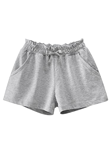 DEBAIJIA Mädchen Shorts Kinder Sport Shorts 1-8T Casual Jogger Shorts Baumwolle Sommer Elastische Taille Atmungsaktiv (Grau-110) von DEBAIJIA