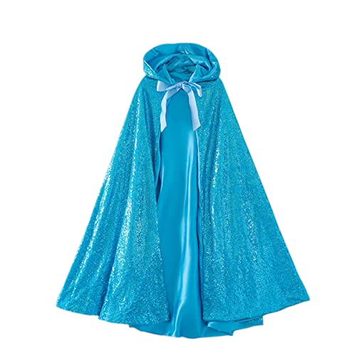 DEBAIJIA Mädchen Umhang Prinzessin Cape mit Kapuze Warm Kostüm Umhang Kinderer Party Kostüm Karneval Party Outfits Weihnachten Festival Geschenk (Blau-M) von DEBAIJIA