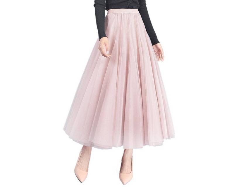 DEBAIJIA Meshrock Meshrock Damen Maxirock Sommer Elegant Lange Röcke Kleid Hohe Taille von DEBAIJIA