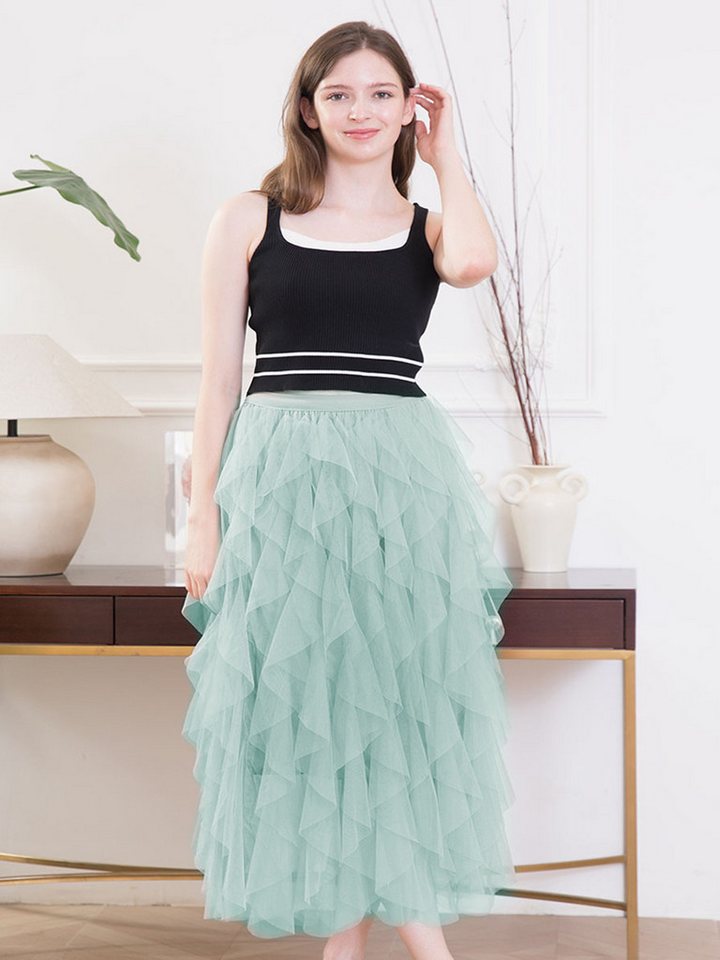 DEBAIJIA Meshrock Damen eleganter langer Rock hoch taillierter rock von DEBAIJIA