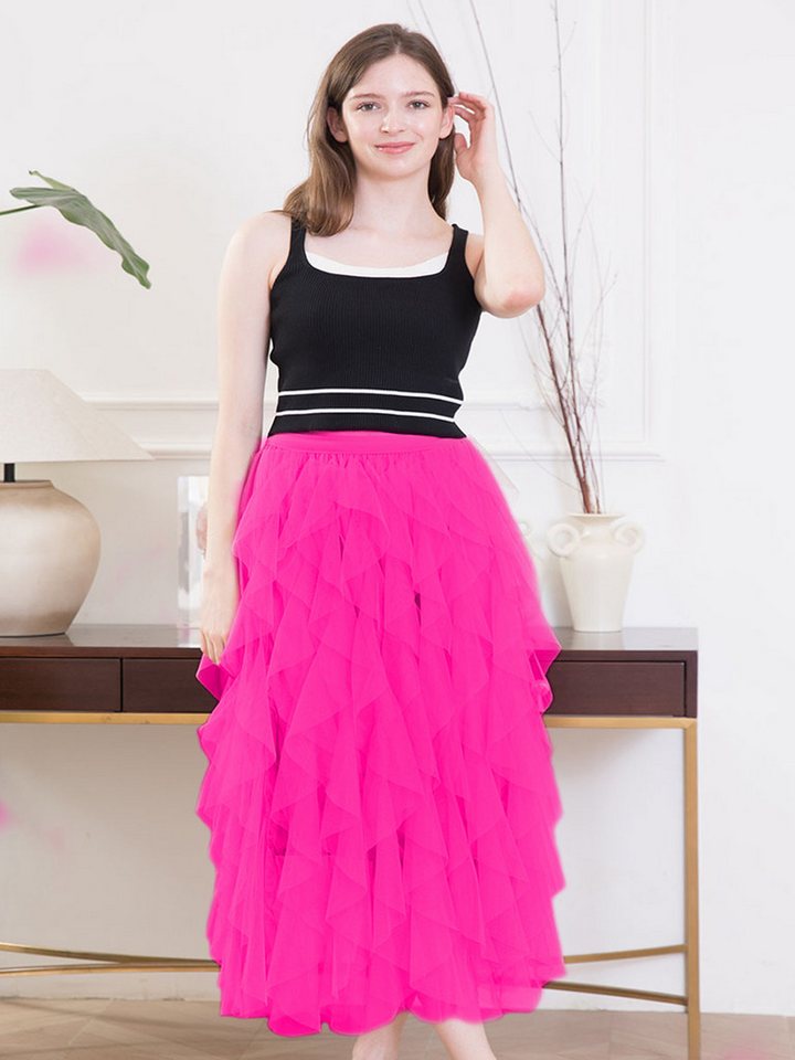 DEBAIJIA Meshrock Damen eleganter langer Rock hoch taillierter rock von DEBAIJIA